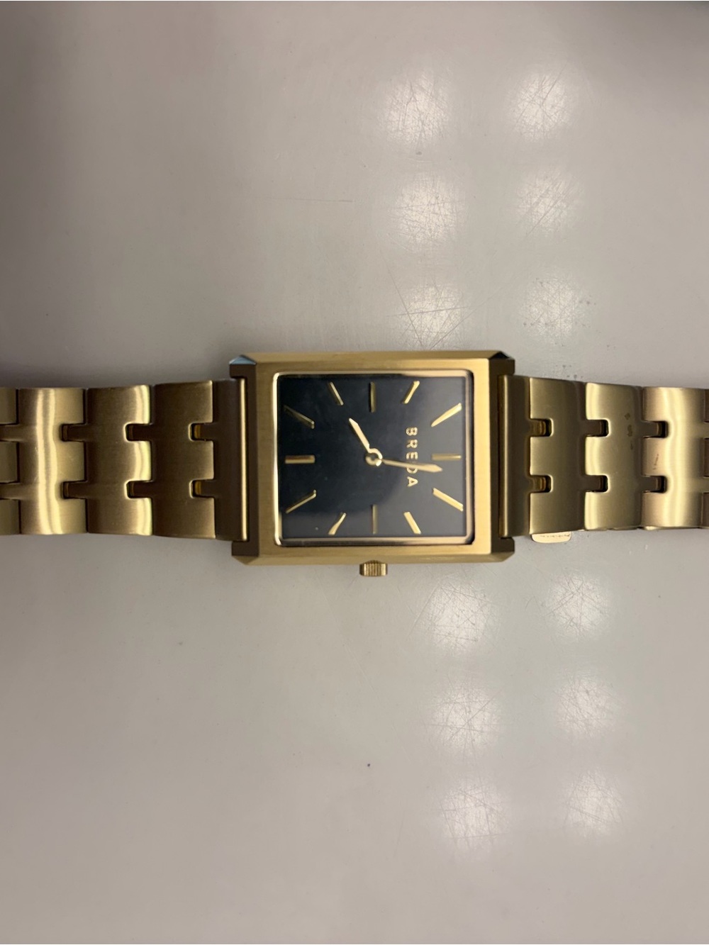 Breda  Gold-Tone Men's Square Bracelet Watch - Black Dial